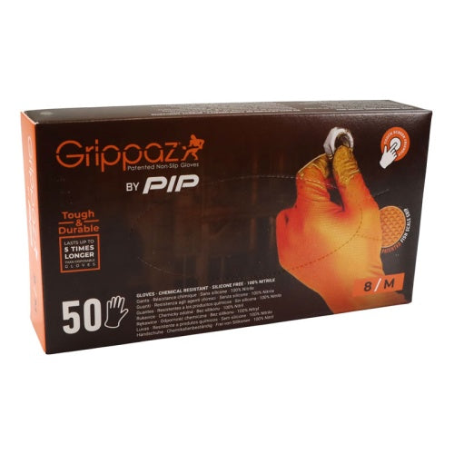 Grippaz Orange Nitrile Fishscale Gloves, Semi-Disposable, High Grip, Pack of 50