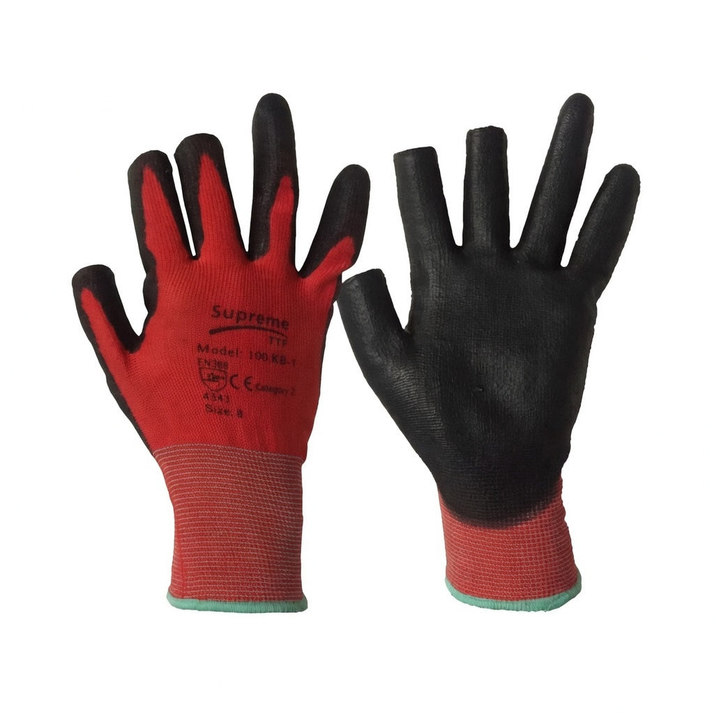 Three Digit Finger Cut Red Black Pu Glove