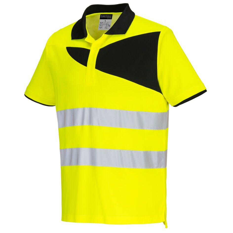 Portwest PW2 Hi-Vis Cotton Comfort Polo Shirt, Short Sleeve, Breathable, Slim Fit