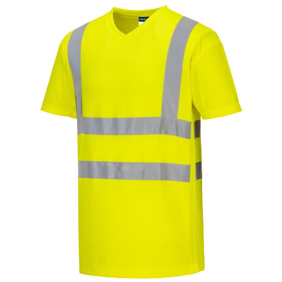 Portwest Hi-Vis Cotton Comfort Mesh Short Sleeve Safety T-Shirt Breathable Workwear