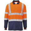 Portwest Hi-Vis Contrast Long Sleeve Polo Shirt, Breathable Wicking, Rail Industry Safety