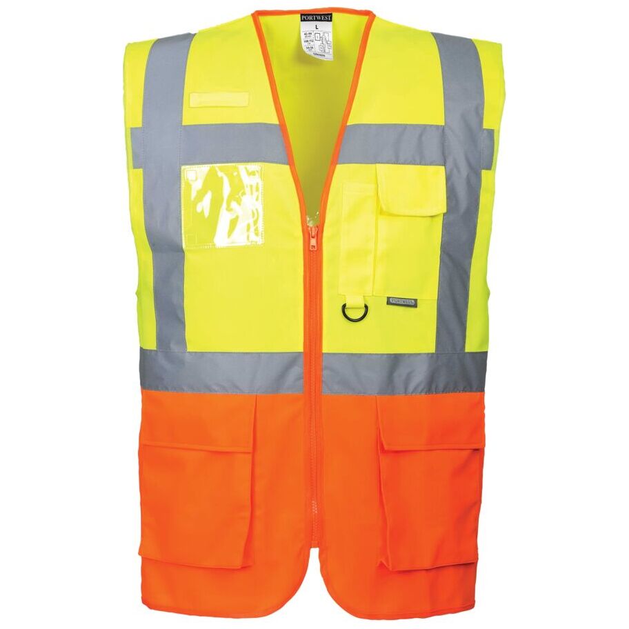 Portwest Prague High-Visibility Executive Vest with Multi-Pockets and Zip Fastening