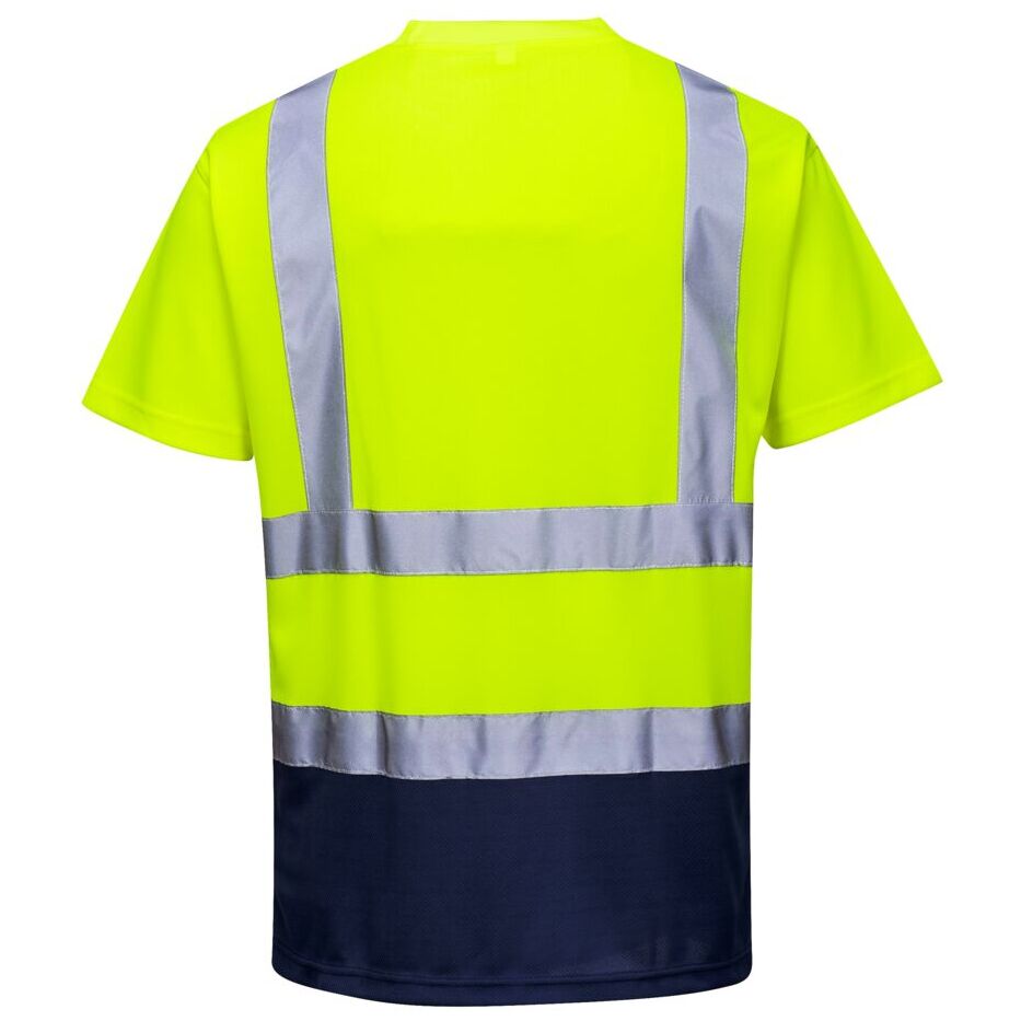 Portwest Hi-Vis Contrast Short Sleeve T-Shirt - Breathable Reflective Safety Workwear