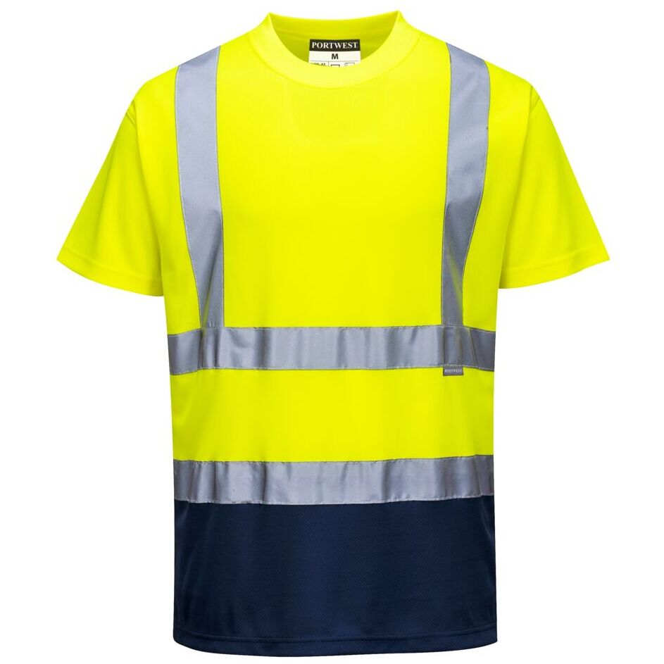 Portwest Hi-Vis Contrast Short Sleeve T-Shirt - Breathable Reflective Safety Workwear