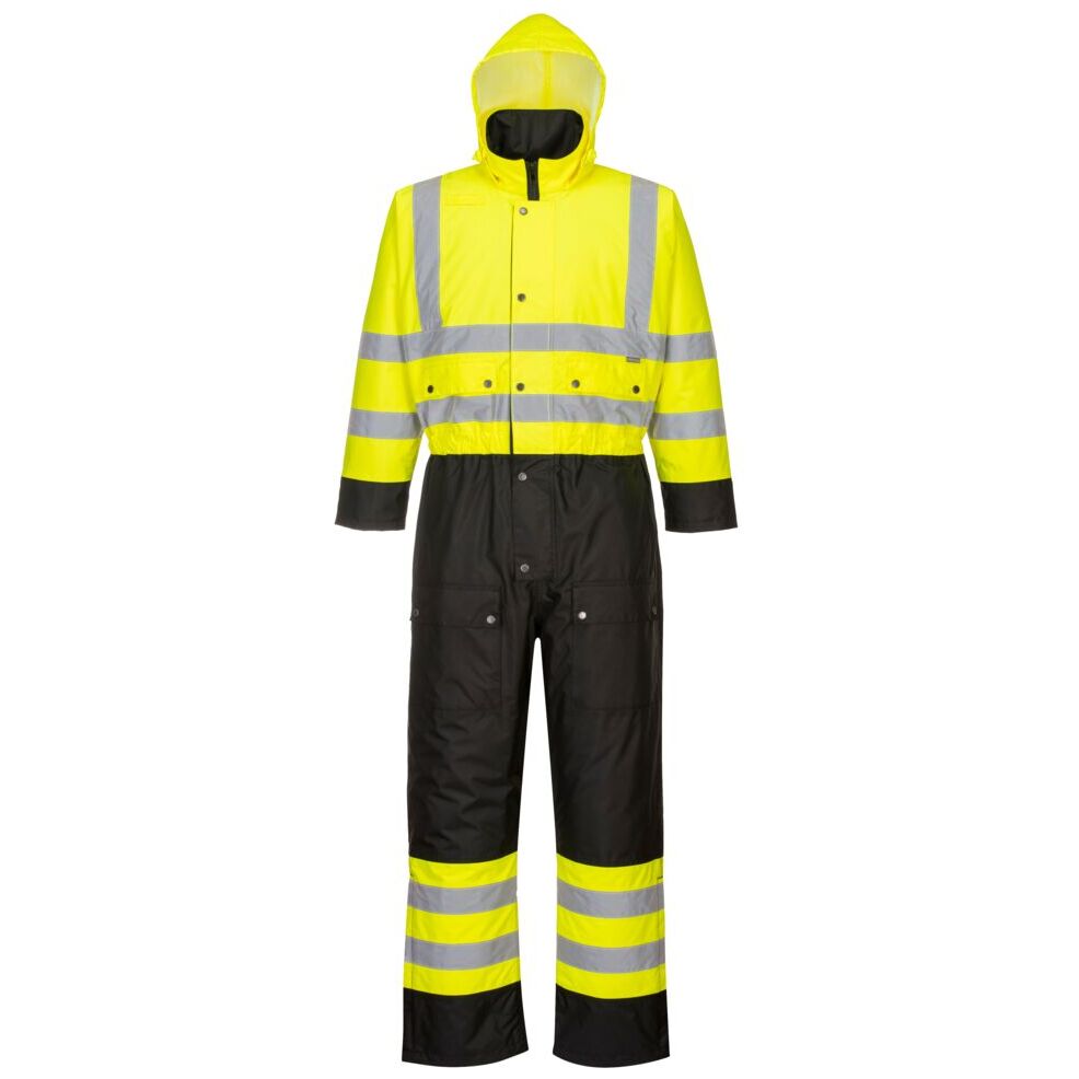 Portwest Hi-Vis Waterproof Winter Coverall - Contrast Panels, Taped Seams, Quilted Warmth