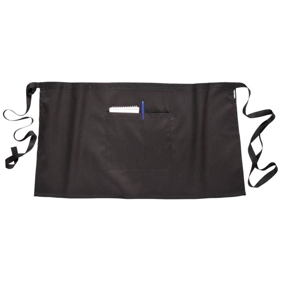 Portwest Durable Black Bar Apron with Pocket & Anti-Tangle Ties