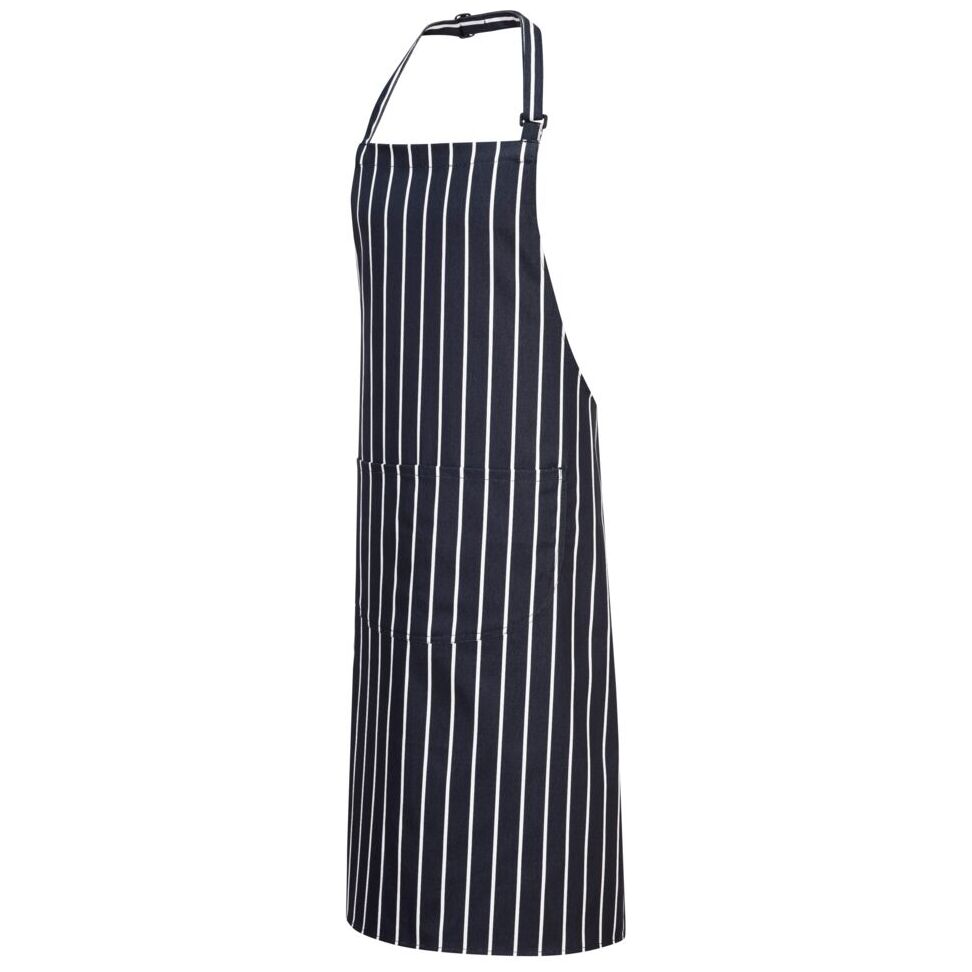 Durable Portwest Navy Butchers Apron with Pocket - 100% Cotton, Adjustable Fit