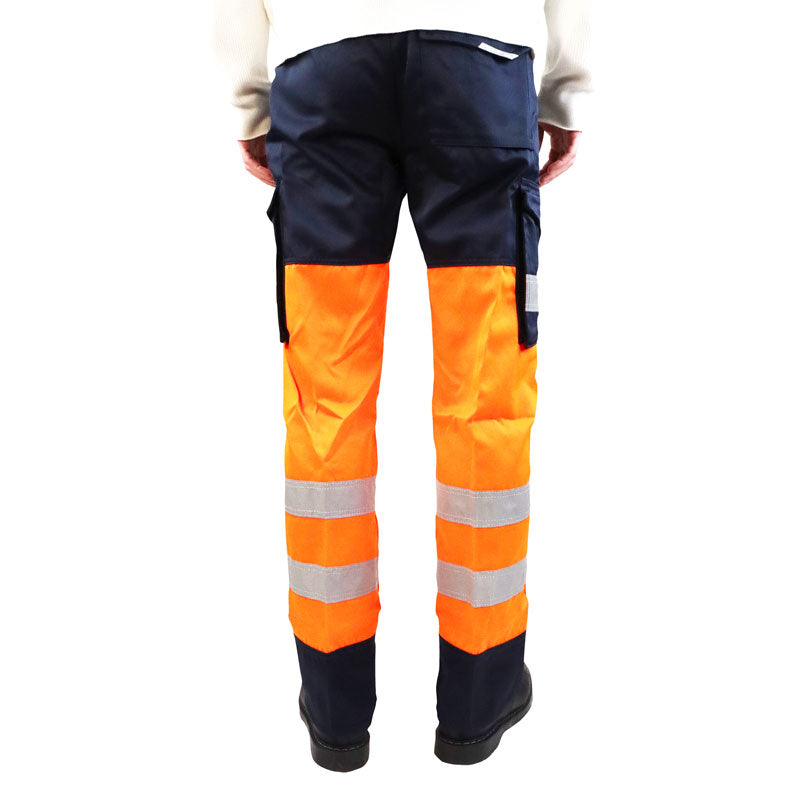 Leo Workwear EcoViz Bideford Hi-Vis Orange Navy Cargo Trousers