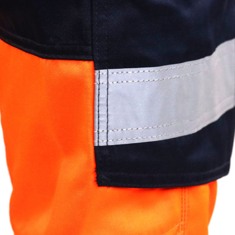 Leo Workwear EcoViz Bideford Hi-Vis Orange Navy Cargo Trousers