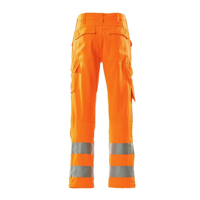 Mascot Geraldton Hi-Vis Orange Work Trousers with Kneepad Pockets