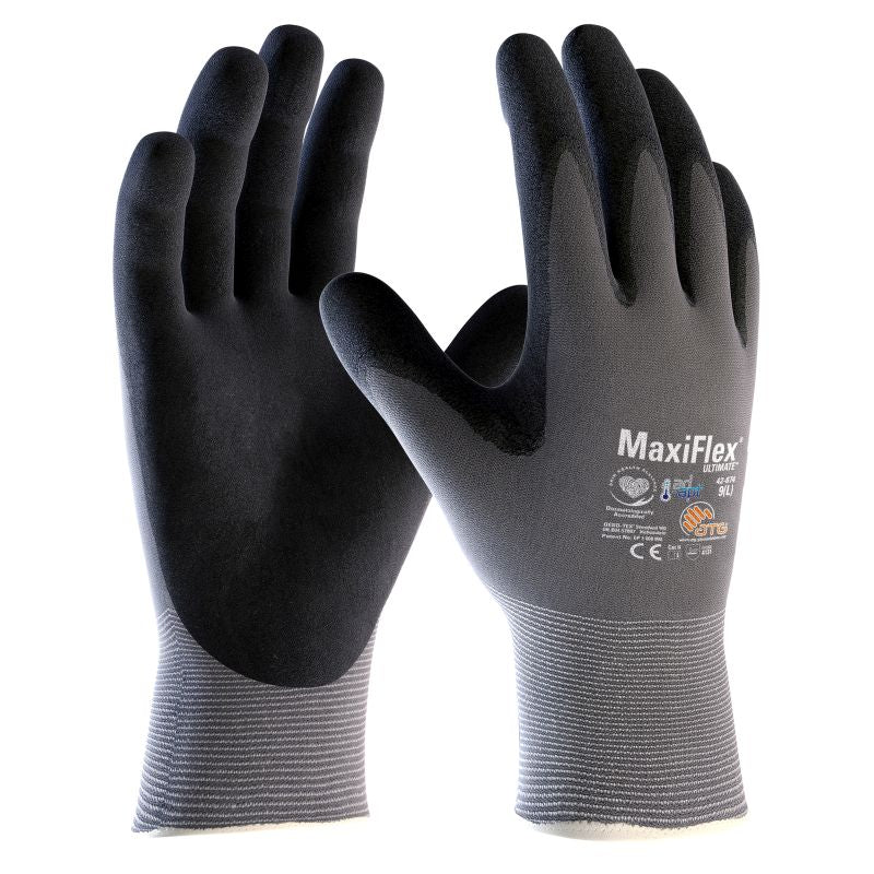 MaxiFlex Ultimate Palm Coated Handling Work Gloves 42-874 - Breathable, Flexible Grip