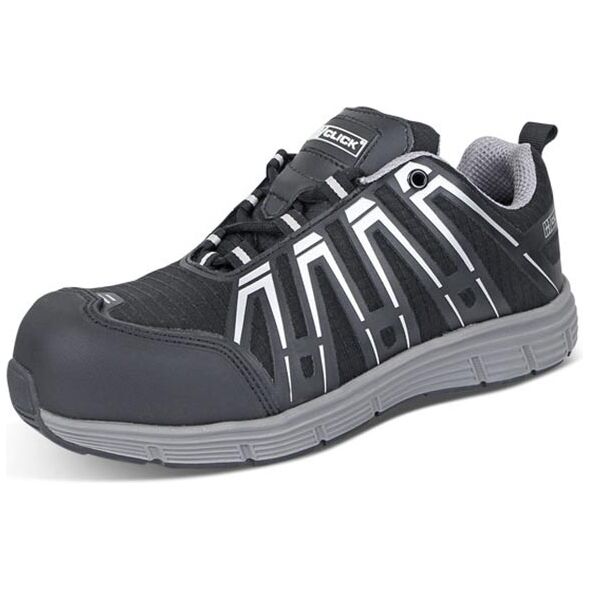 Click Safety Black Non-Metallic Sports Trainers: S1P SRC Composite Toe Cap