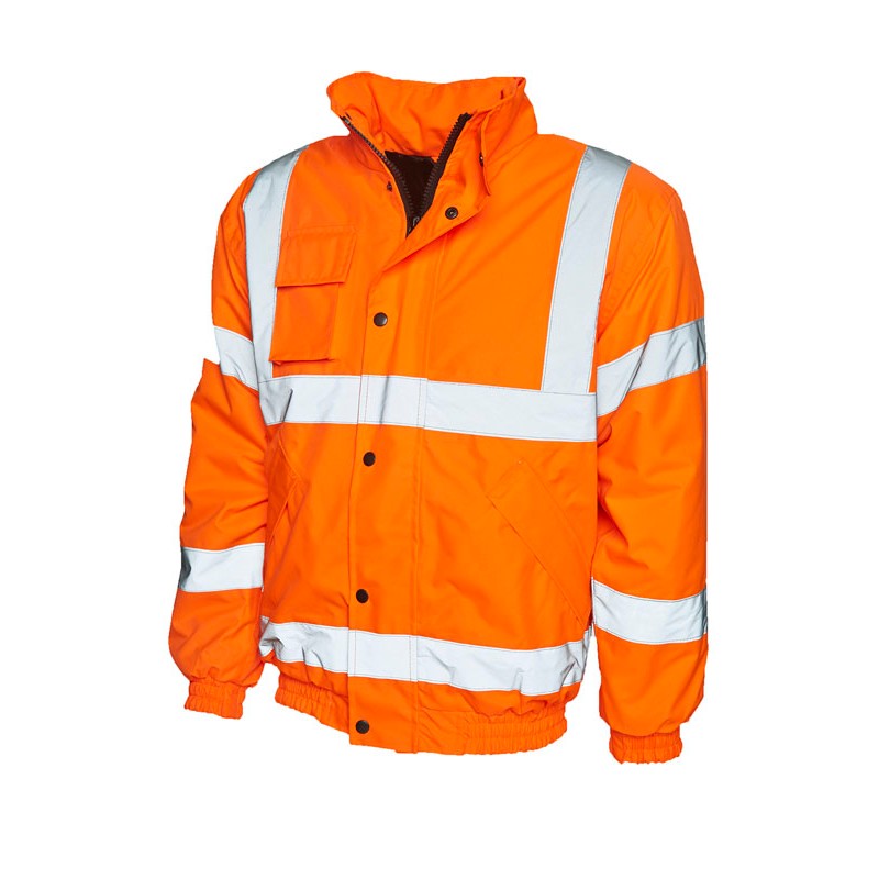 Uneek UC804 Hi-Vis Waterproof Orange Railway Safety Bomber Work Jacket