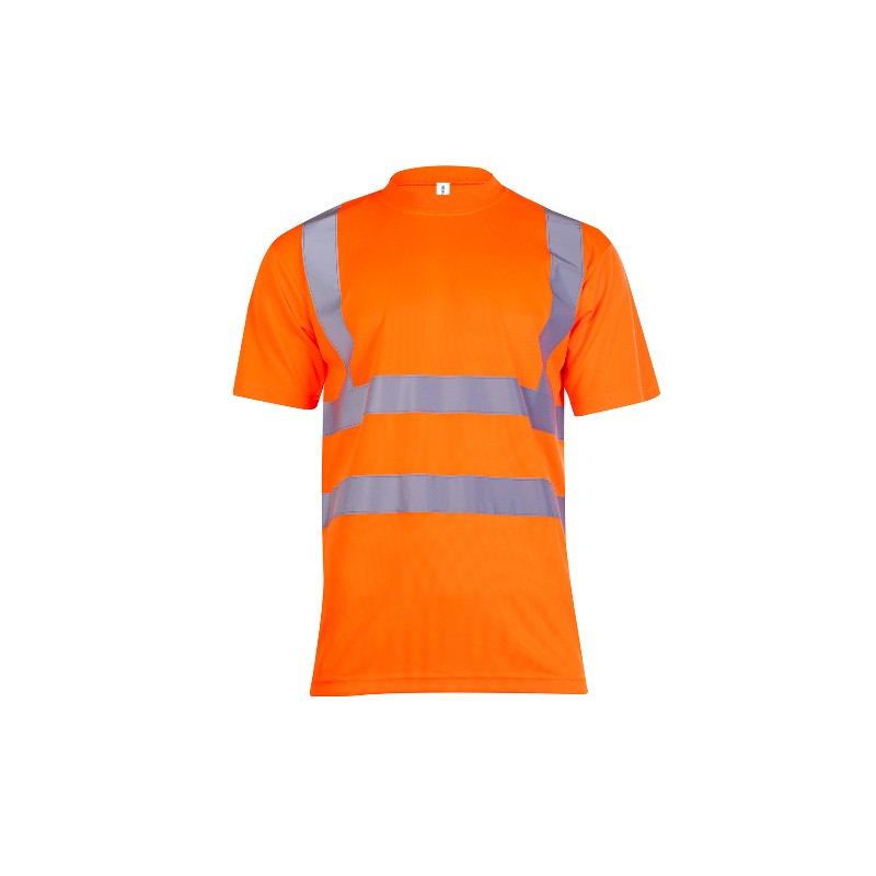 Uneek UC810 Hi-Vis Short Sleeve Orange Railway Safety T-Shirt 2-Band