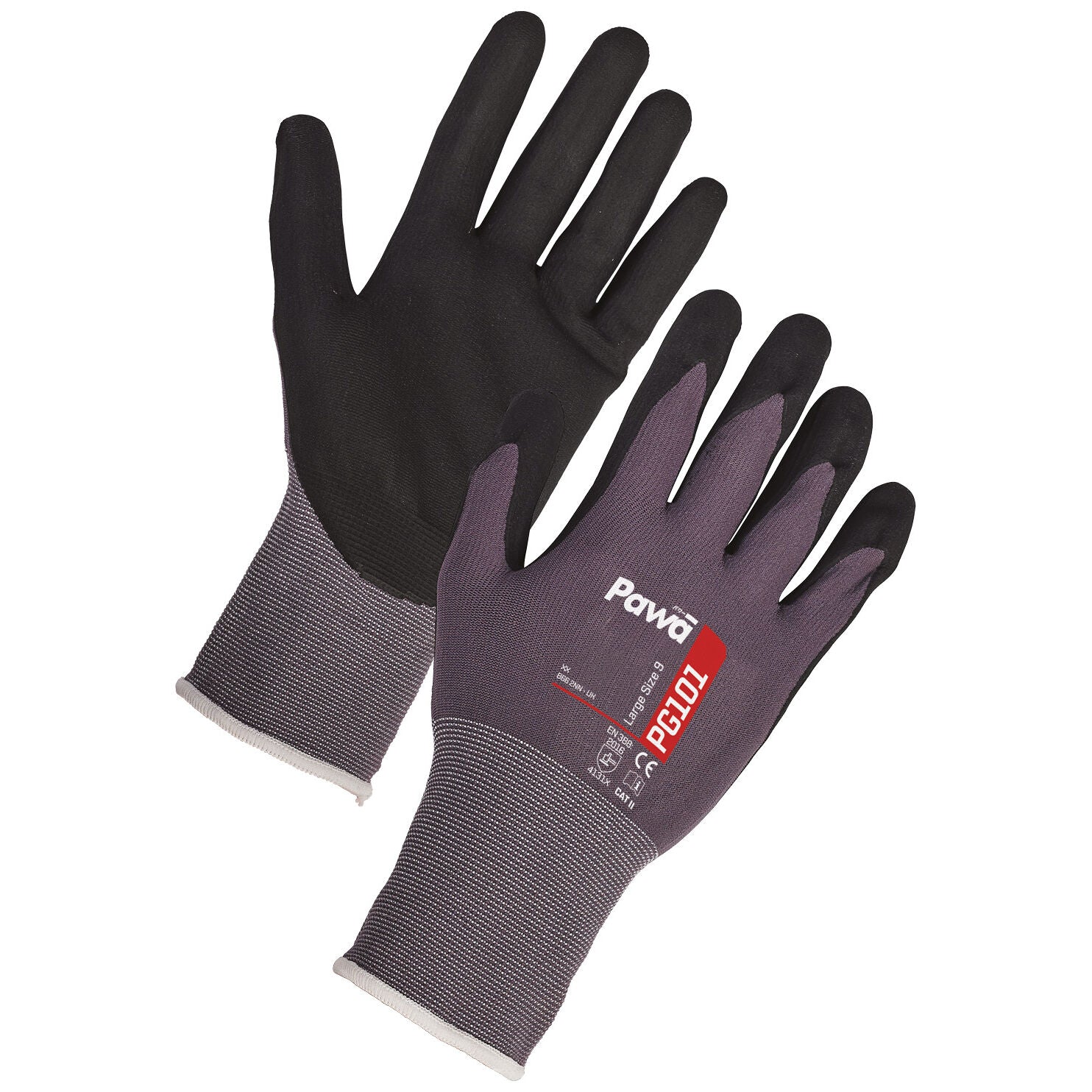 Pawa PG101 Breathable Nitrile Palm Coated Anti-Fatigue Work Gloves for Dexterity