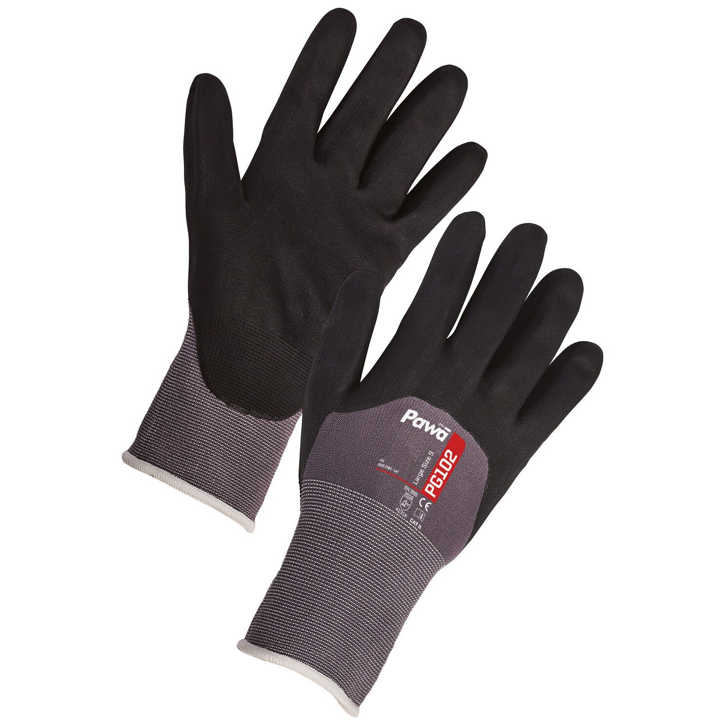 Pawa PG102 Nitrile 3/4 Coated Breathable Handling Work Gloves: Enhanced Knuckle Protection