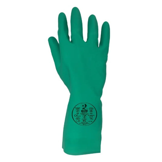 Durable Predator Boron Green Nitrile Chemical Cleaning Gauntlet Gloves - 10 Pairs