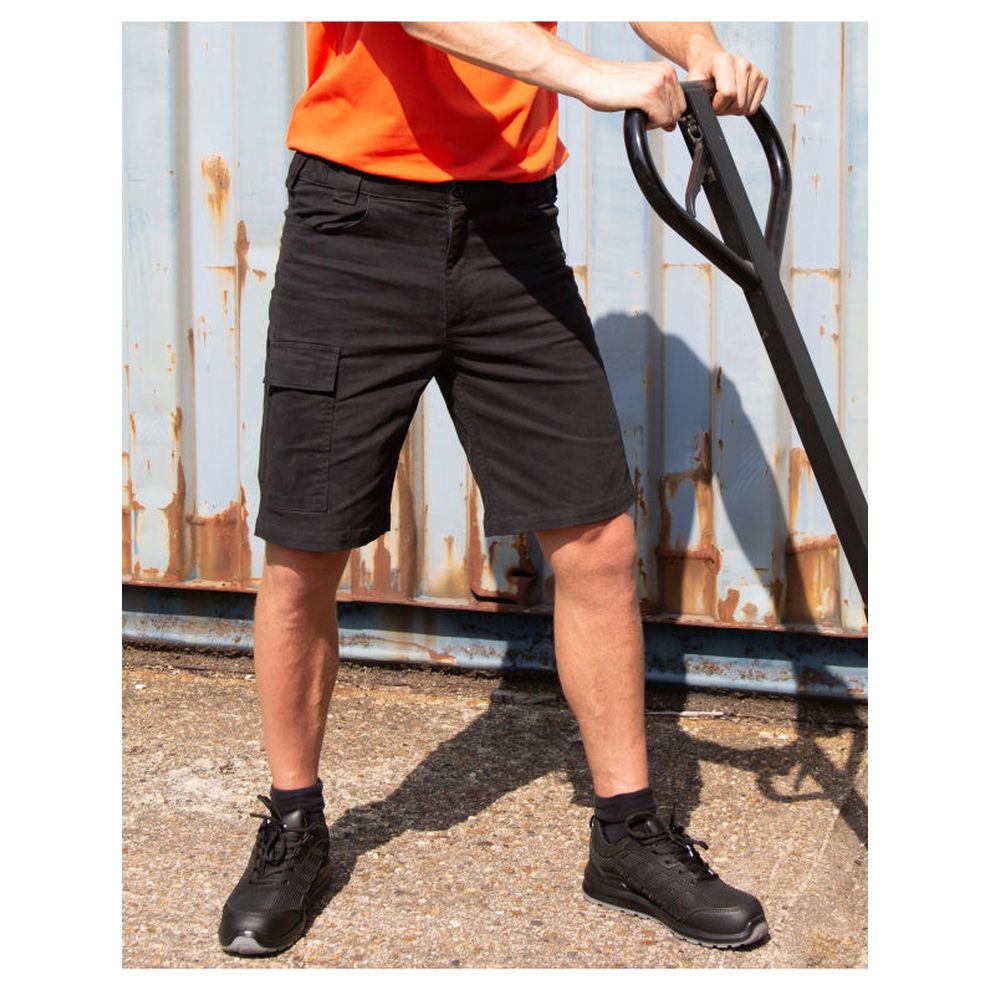 WORK-GUARD Men's Black Super Stretch Slim Chino Shorts: Flexible, Durable, Comfortable Fit