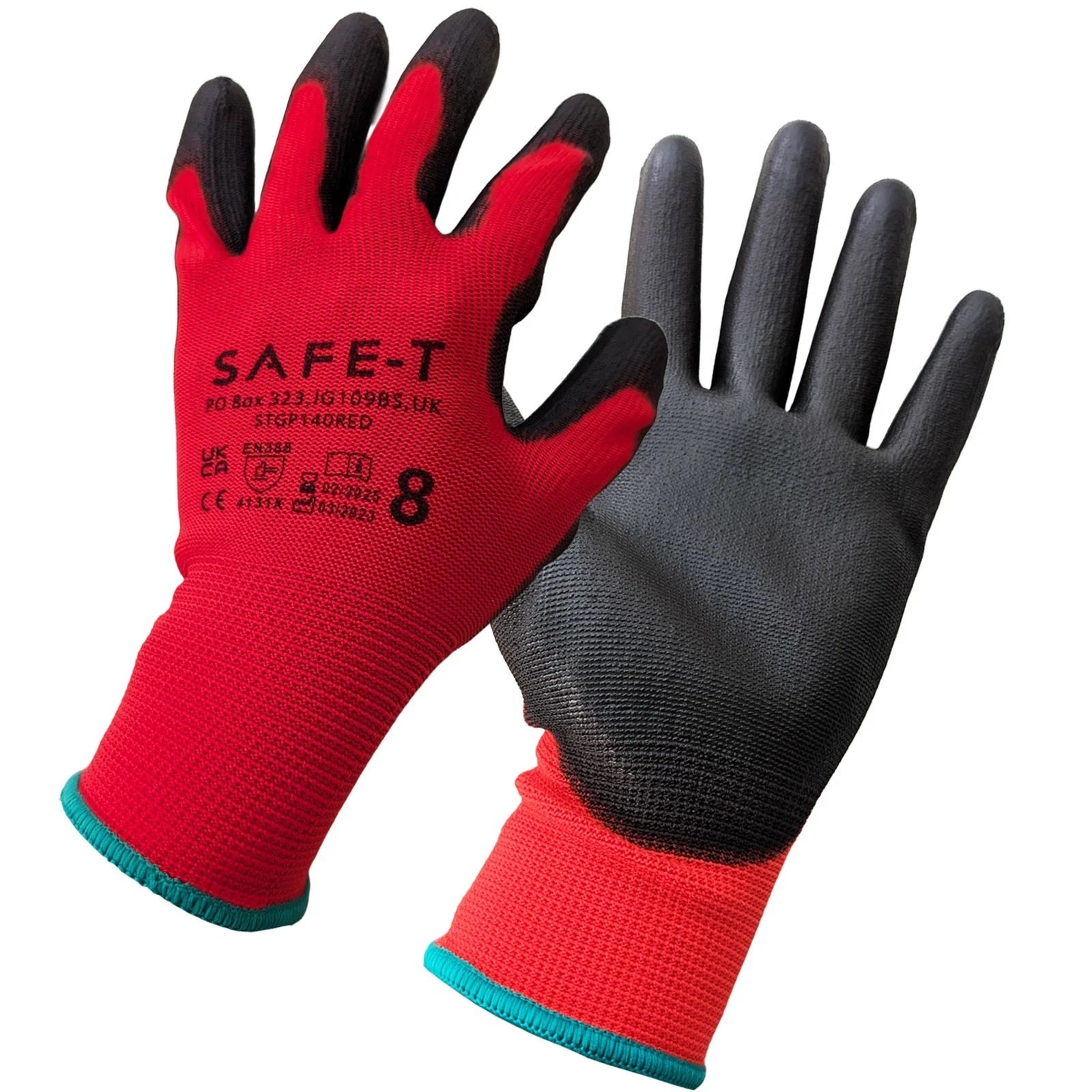 240 Pairs of Red Black PU Coated Work Gloves