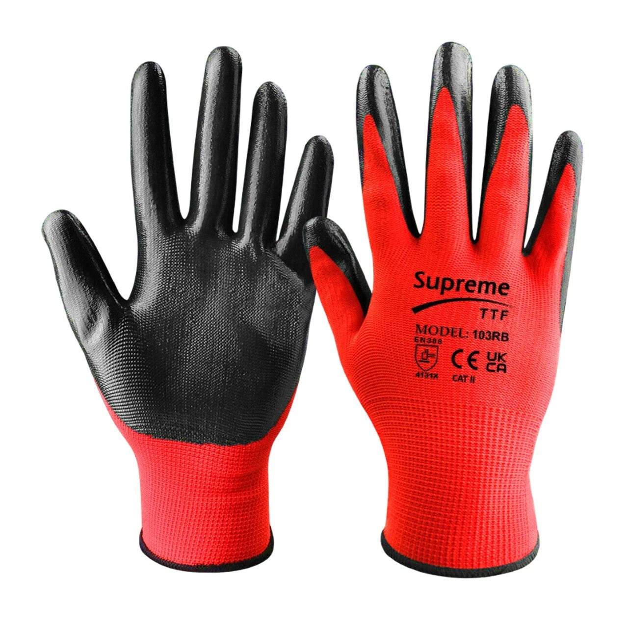 Red Black Nitrile Coated Gloves
