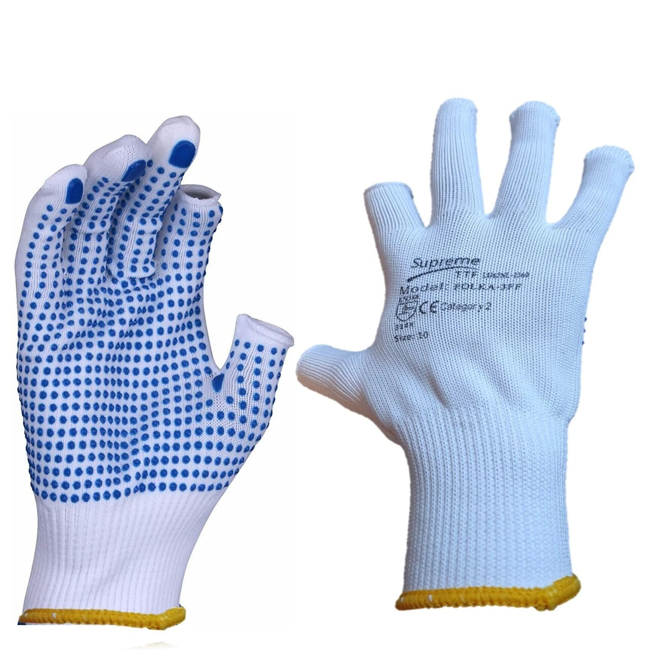 Polka Blue Dotted Three Digit Finger Cut Gloves