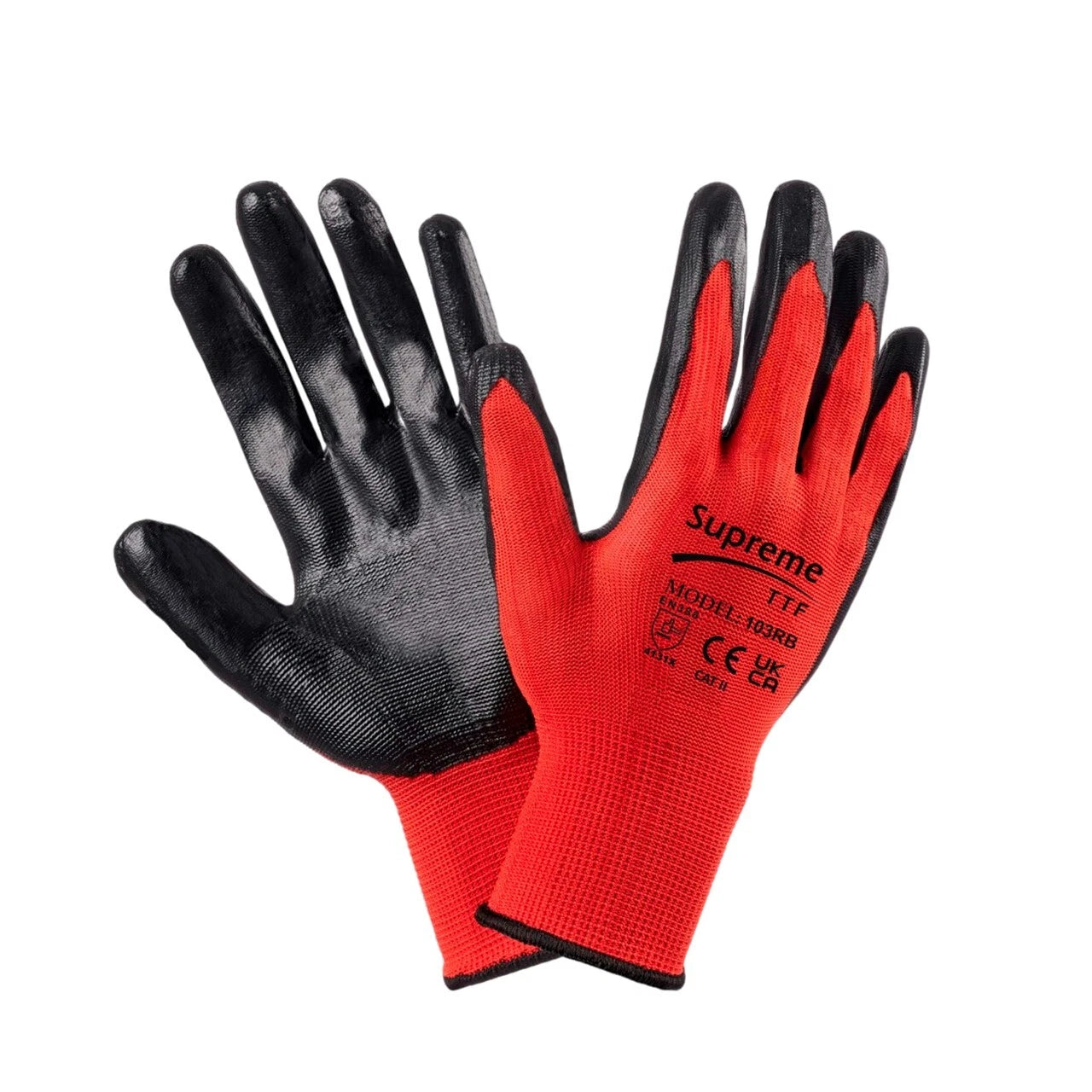 Red Black Nitrile Coated Gloves