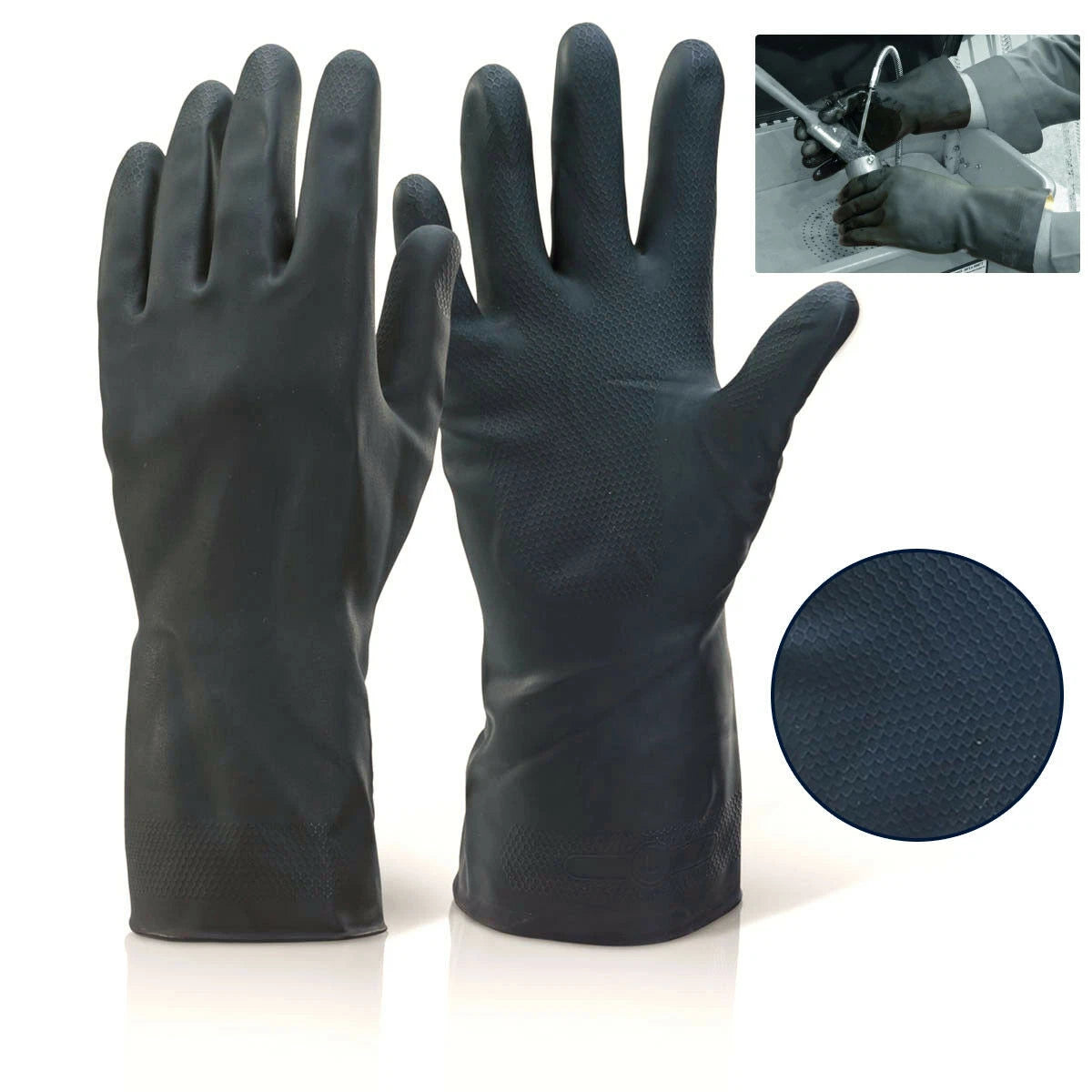 144 Pairs of Industrial Black Rubber Gloves