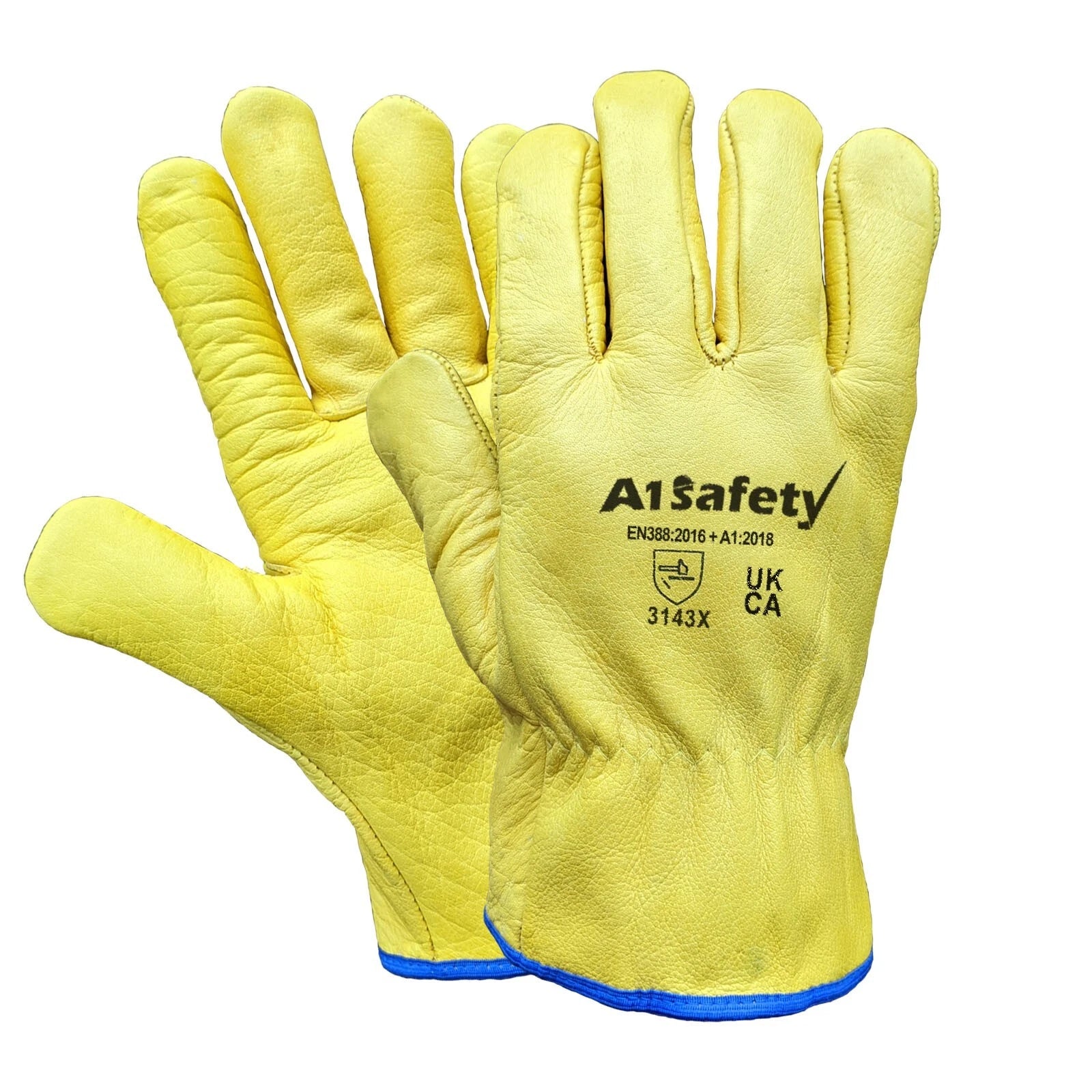 100 Pairs of Yellow Leather Fleece Lined Driver Gloves