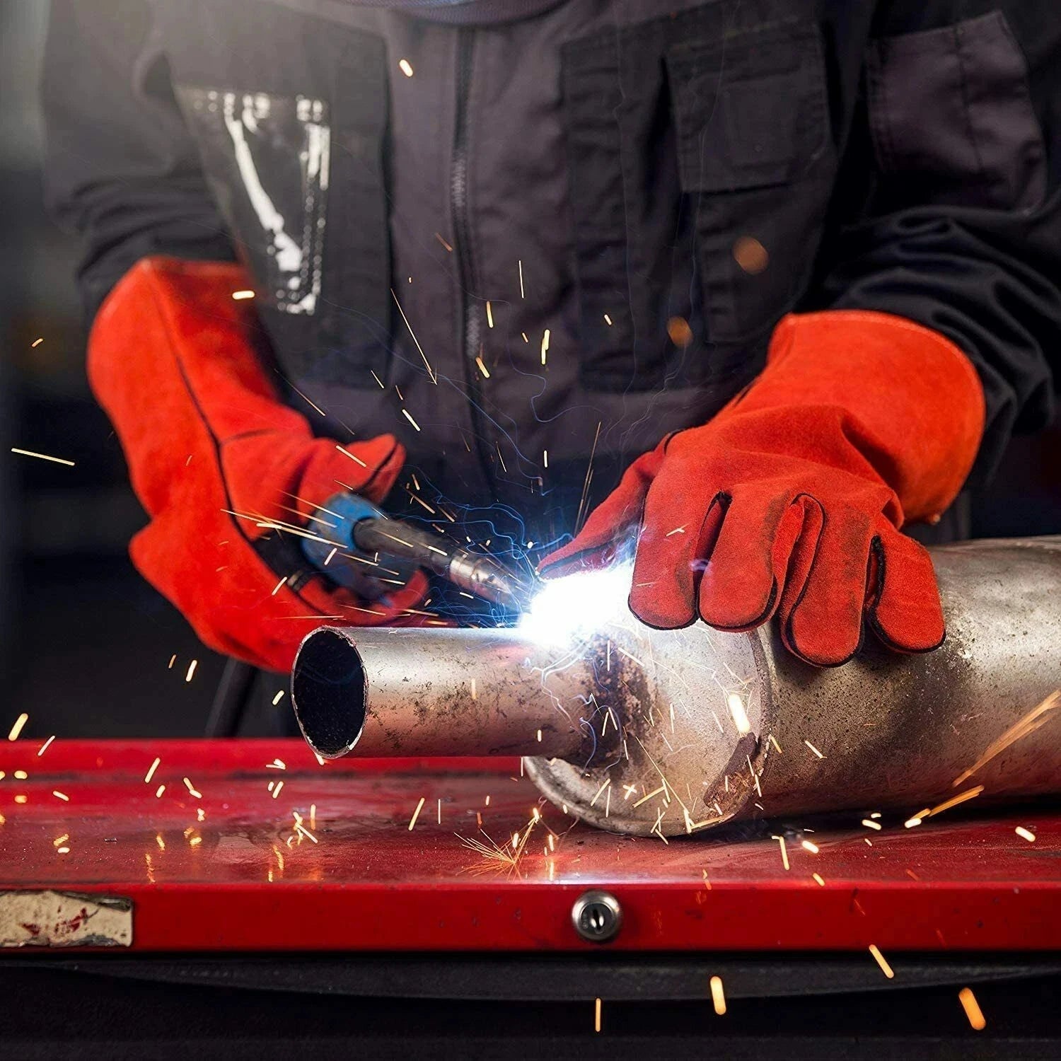 60 Pairs of Red Welding Gloves Heat Resistant BBQ/Oven/MIG/TIG Premium Welder Gauntlets