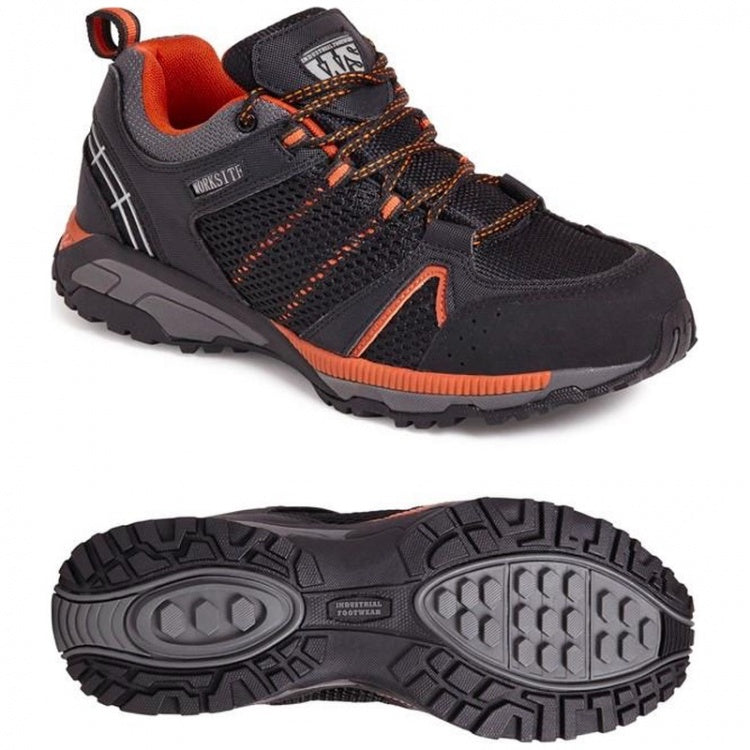 Worksite SS607SM Lightweight Sports Safety Trainer Black/Orange Steel Toe Midsole