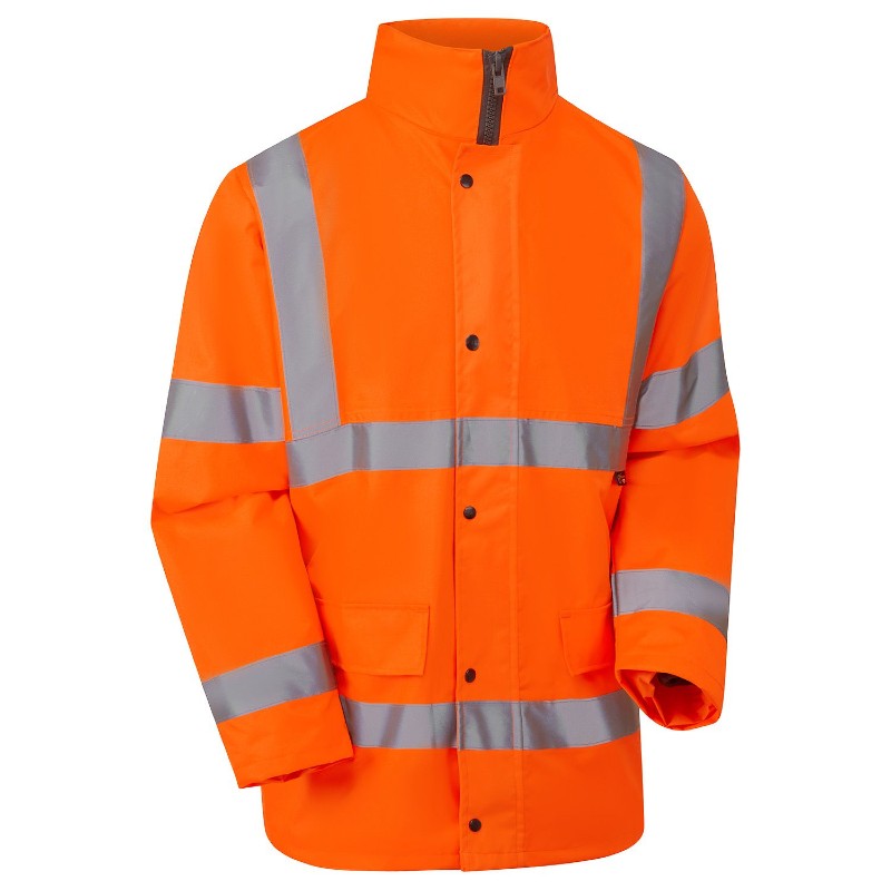 Supertouch Orange Hi-Vis Fleece Lined Waterproof Padded Parka Jacket