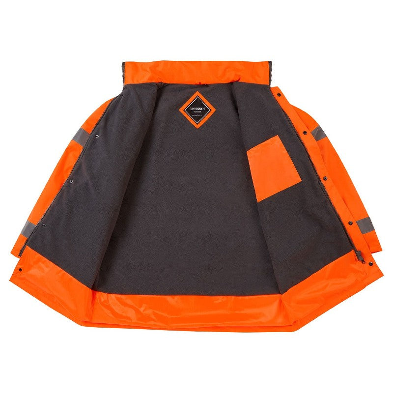 Supertouch Orange Hi-Vis Fleece Lined Waterproof Padded Parka Jacket