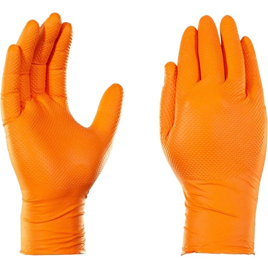 Grippaz Orange Nitrile Fishscale Gloves, Semi-Disposable, High Grip, Pack of 50