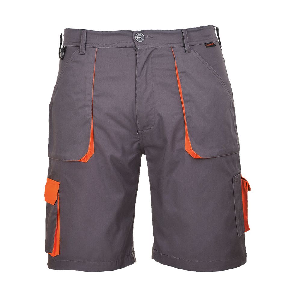Portwest TX14 Grey Texo Contrast Work Shorts Durable Hardwearing Comfortable Multi-Pocket