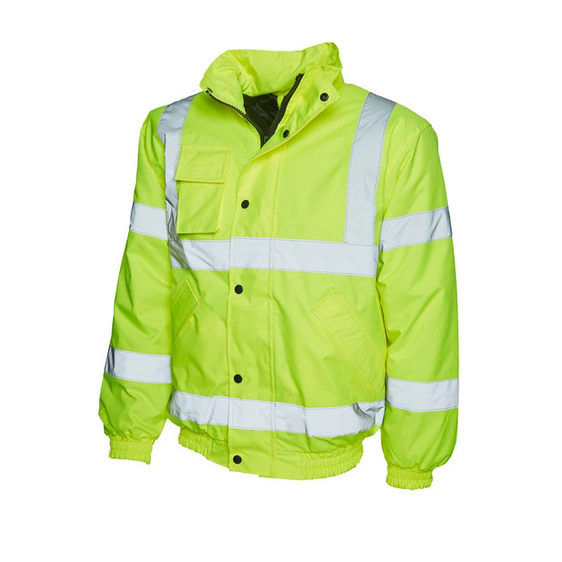 Uneek UC804 Hi-Vis Yellow Waterproof Safety Bomber Jacket for Workwear