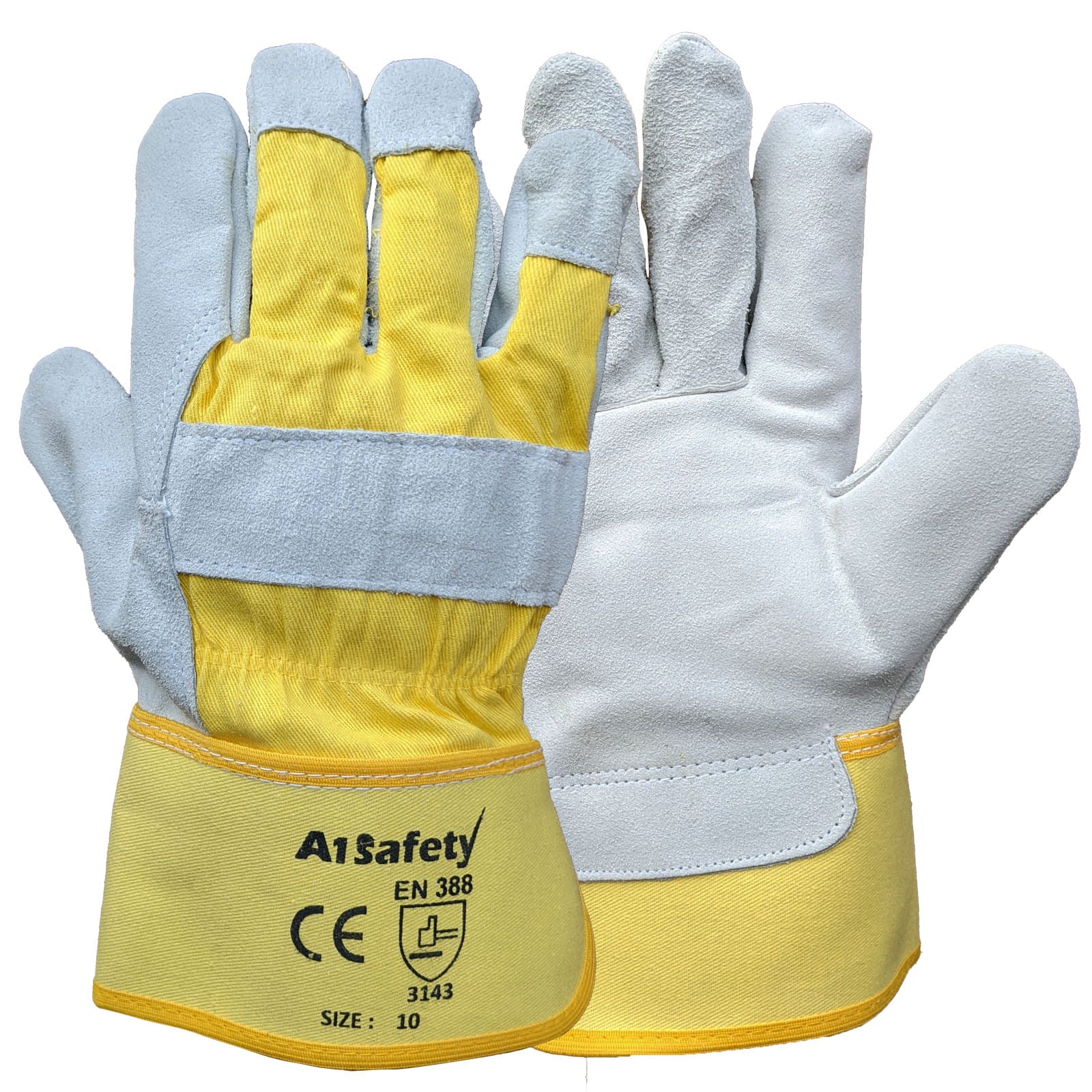 100 Pairs of Yellow Rigger Single Palm Work Gloves