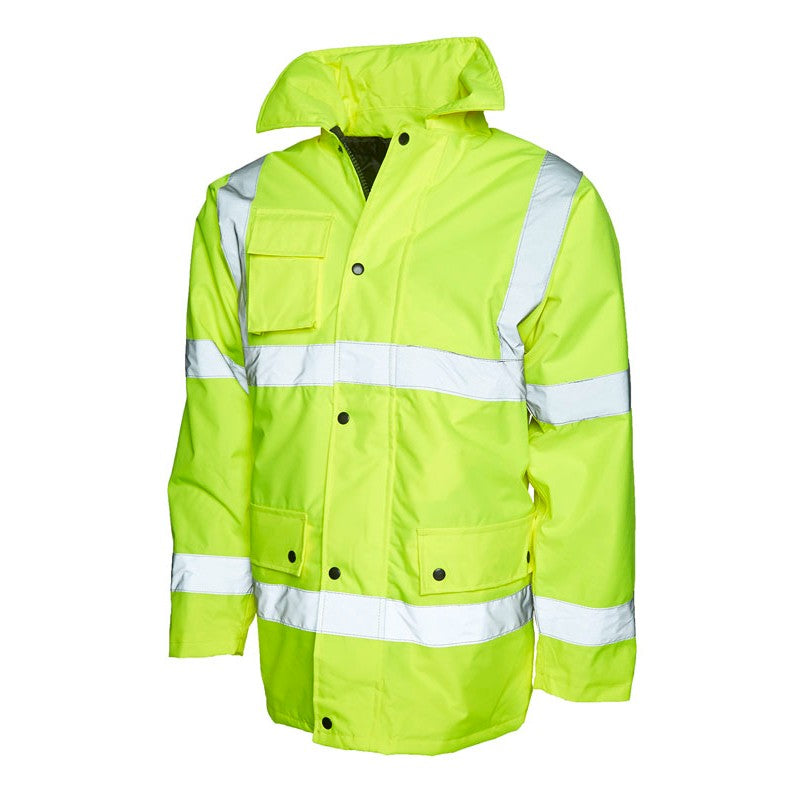 Uneek UC803 High Visibility Waterproof Road Safety Work Jacket Yellow